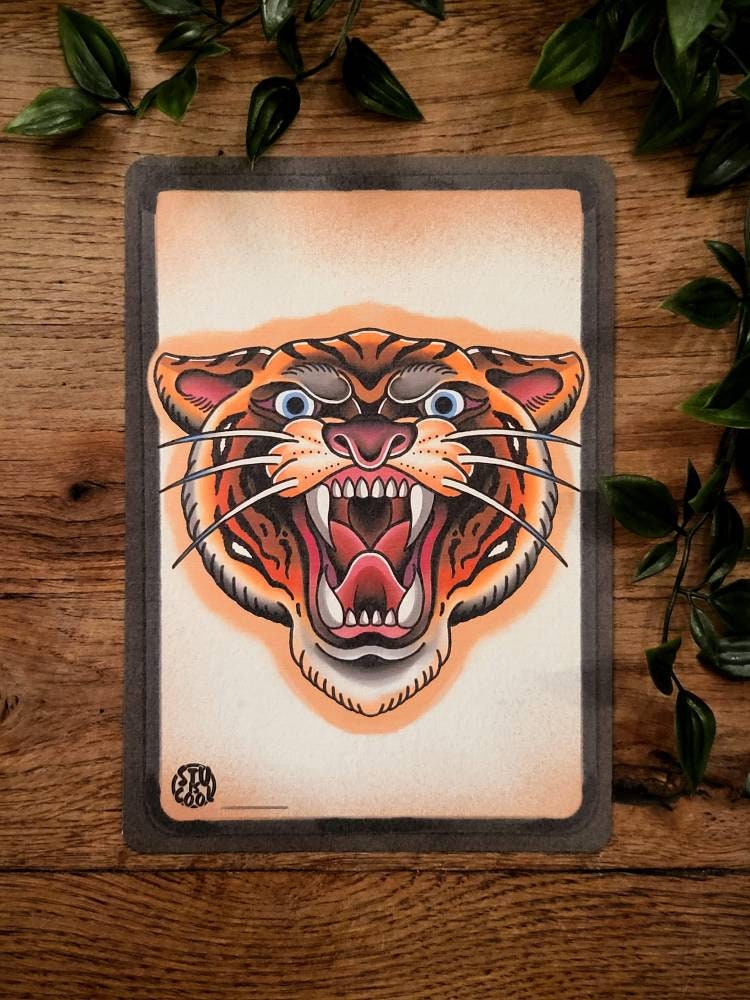 Traditional Tiger Tattoo Flash