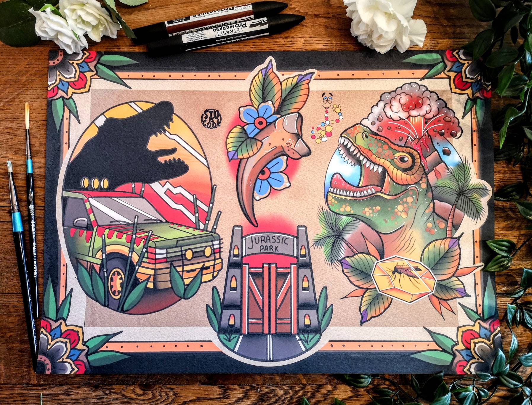 Jurassic Park | TATTOO Flash Print, image size:1796x1368