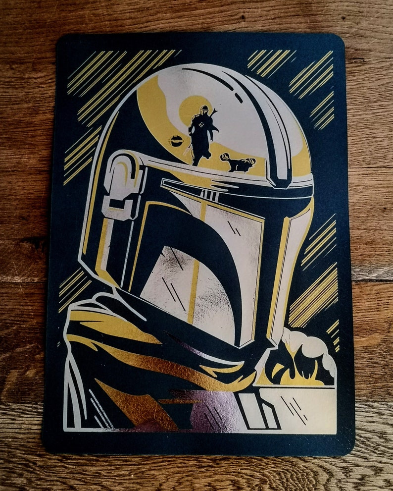 Mandalorian Helmet Gold/silver Foiled Print Etsy UK