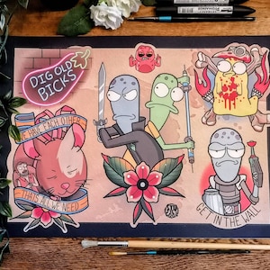 Solar Opposites tattoo flash print