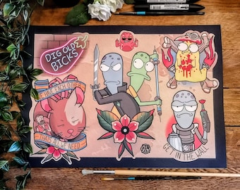 Solar Opposites tattoo flash print