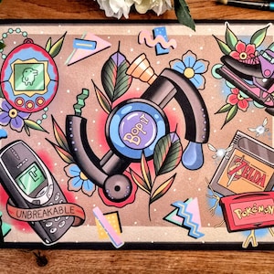 90s Nostalgia tattoo flash print