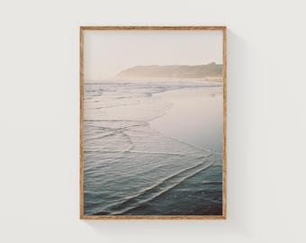 Impresión artística de un atardecer en la costa de Oregón: arte mural imprimible vertical, descarga instantánea