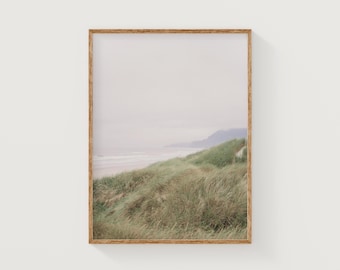 Impresión artística de un atardecer en la costa de Oregón: arte mural imprimible vertical, descarga instantánea
