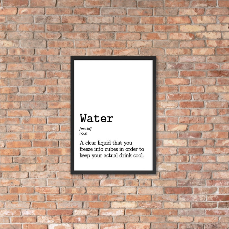 Water Dictionary Definition Poster Print Dictionary Meaning Etsy