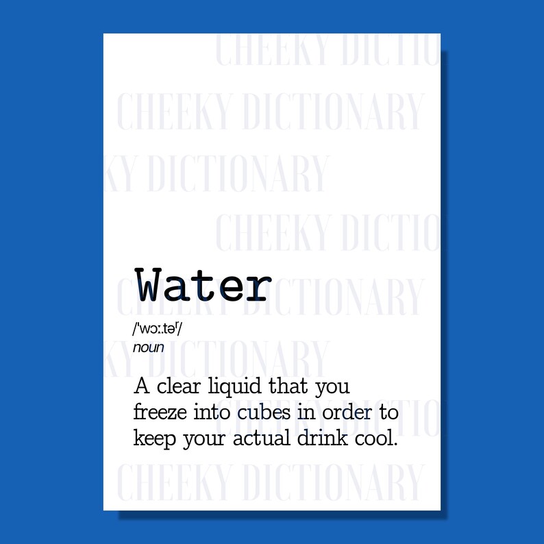 Water Dictionary Definition Printable Art Dictionary Meaning Etsy