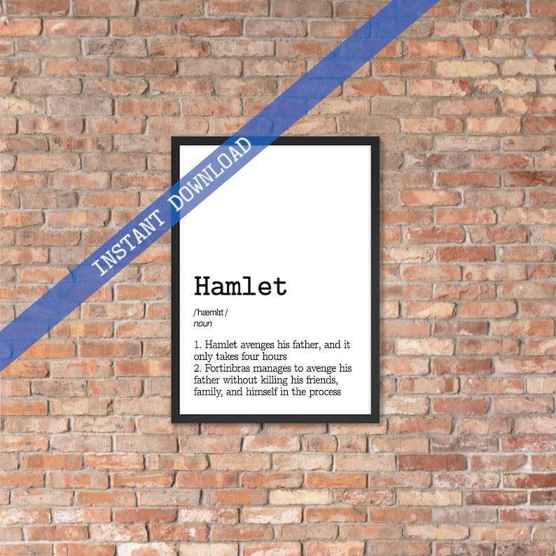 Hamlet Dictionary Definition Printable Art Shakespeare Print Etsy