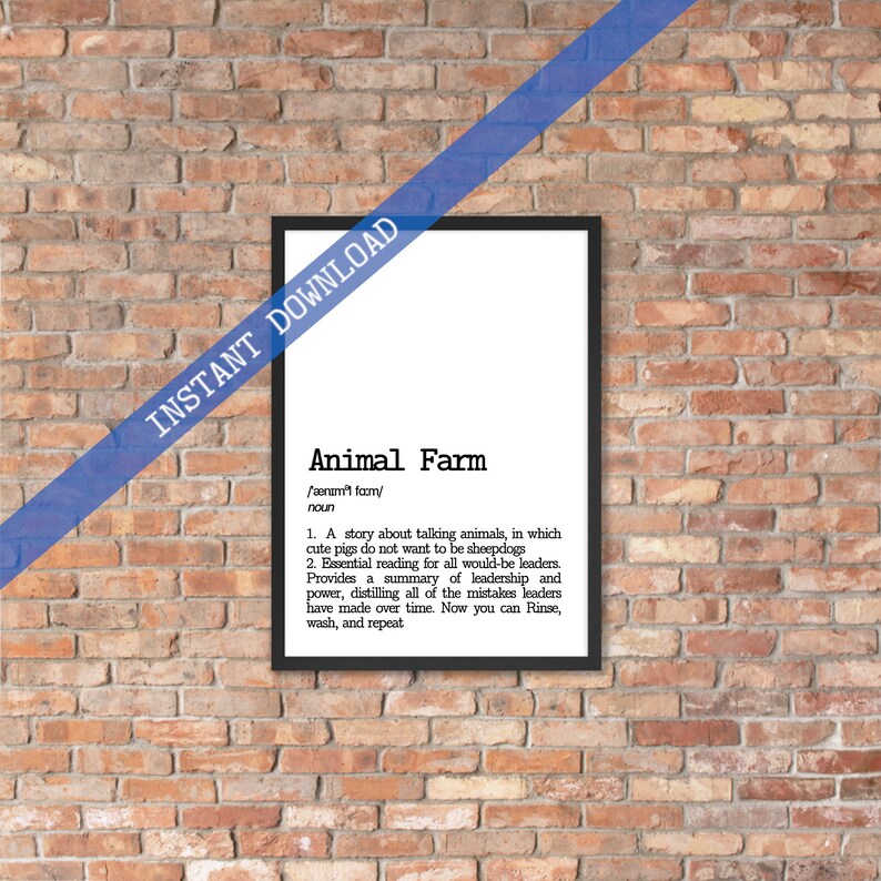 Animal Farm Print Dictionary Meaning Typography Animal Farm Dictionary Definition Printable Art Urban Dictionary Sarcastic Gift Prints Art Collectibles Delage Com Br