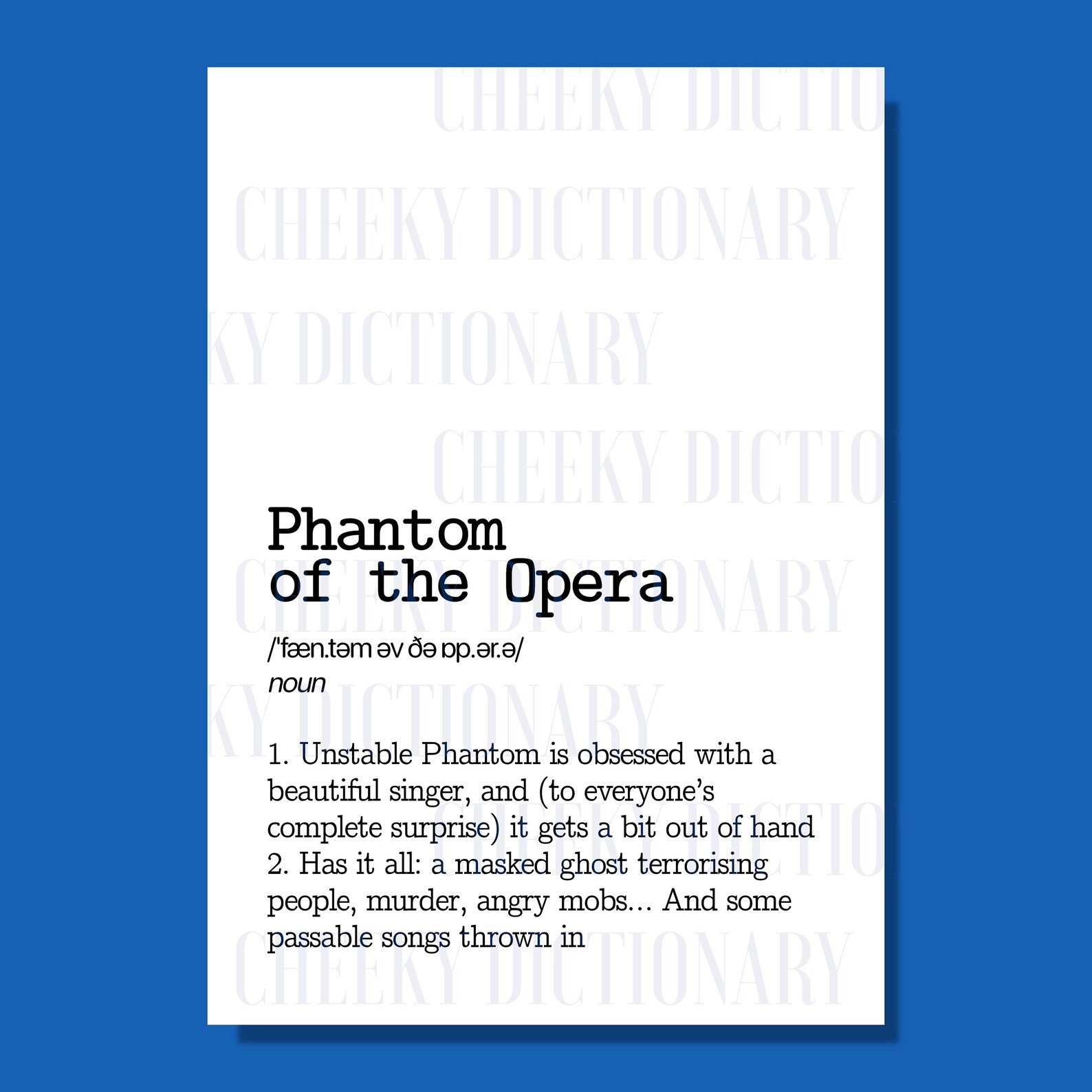 Phantom of the Opera Dictionary Definition Printable Art Etsy