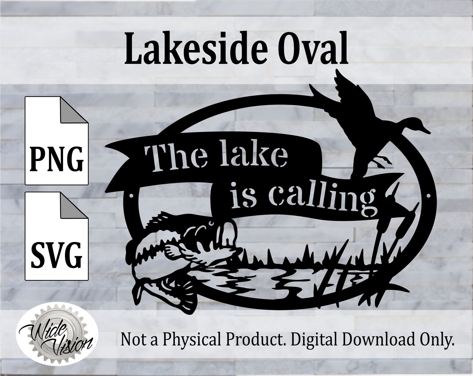 SVG, PNG Lakeside Oval, fish, duck, lake, the lake is calling, outdoors,  digital, cut, print  silhouette, transparent graphic for cnc