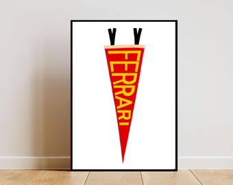 Ferrari Pennant Print | Formula One Art | F1 Print | Digital Download