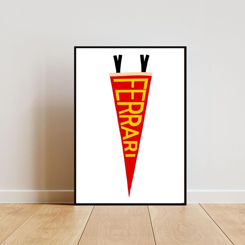 Ferrari Pennant Print | Formula One Art | F1 Print | Digital Download image 1