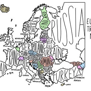 Europa Reisekarte als digitaler Download