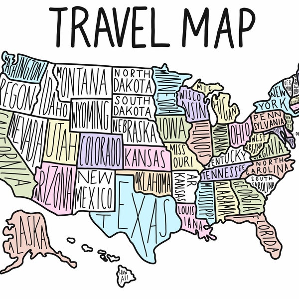 Travel Map Digital Download