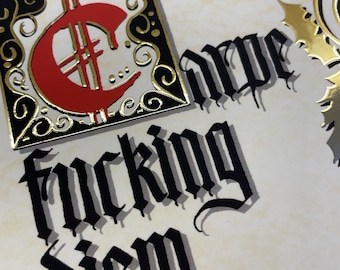 Carpe Fucking Diem Kalligrafie Art Print, verlichte Latijnse quote bureaudecor