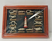 Vintage Nautical Sailor Types of Knots Lighthouse Framed Display NEW