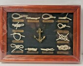 Vintage Nautical Sailor Types of Knots Anchor Framed Display NEW