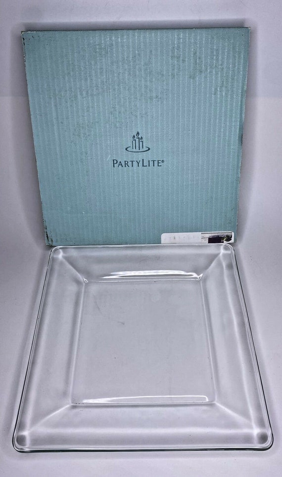 Partylite 10"x10" glass 5-wick candle tray rare re