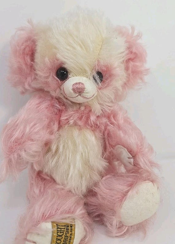 Merrythought Cheeky Pastle Pink Panda Bear Mohair Stuffed Toy