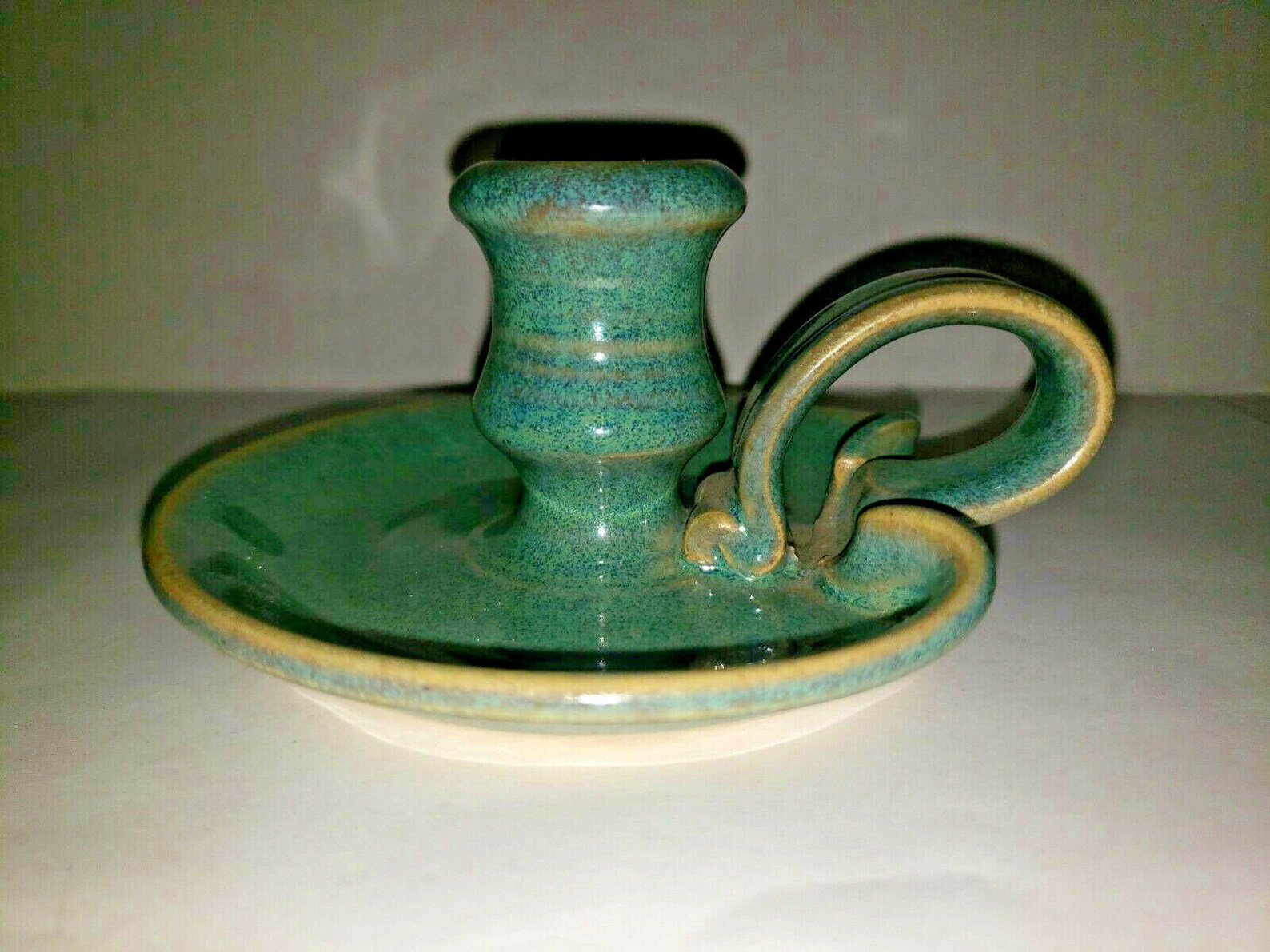 Vintage Pottery Chamber Stick Candle Holder Signed trif Etsy