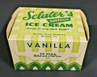 Old Sclater's Plaid Ice Cream Carton Marion Drug Va