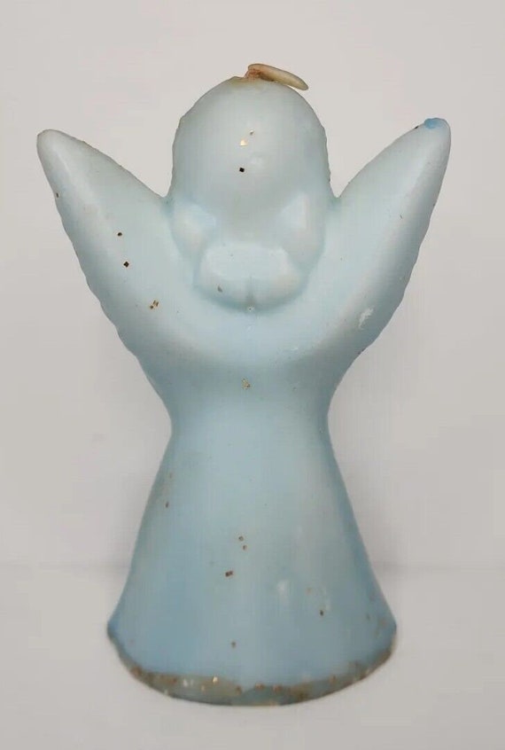 Vintage gurley blue praying angel w glitter chris… - image 3