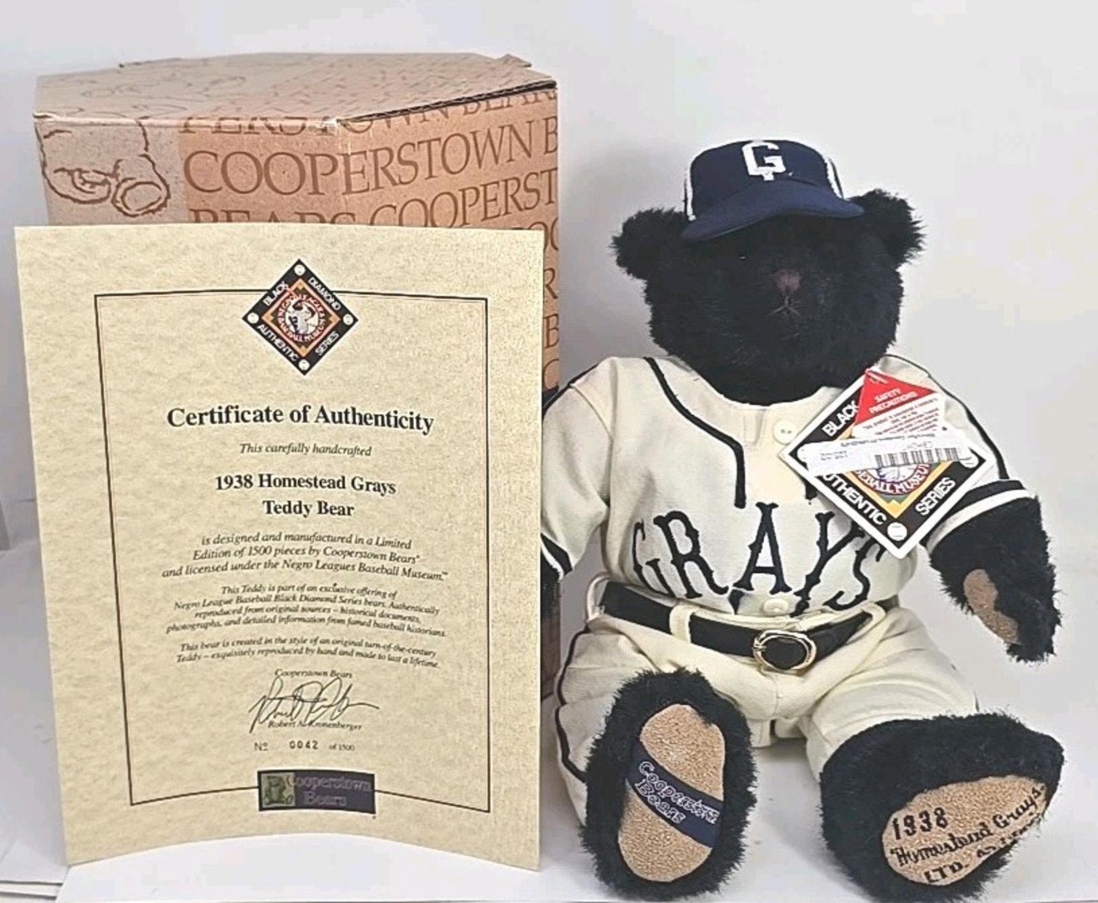 Cooperstown Bears 1938 Homestead Grays Teddy Bear Tags Box