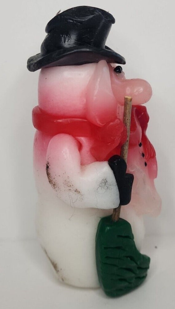 Vintage funny face snowman holiday winter candle … - image 4