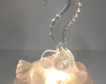 Vintage Crystal D'arques Seahorse Figurine 6" tall U1