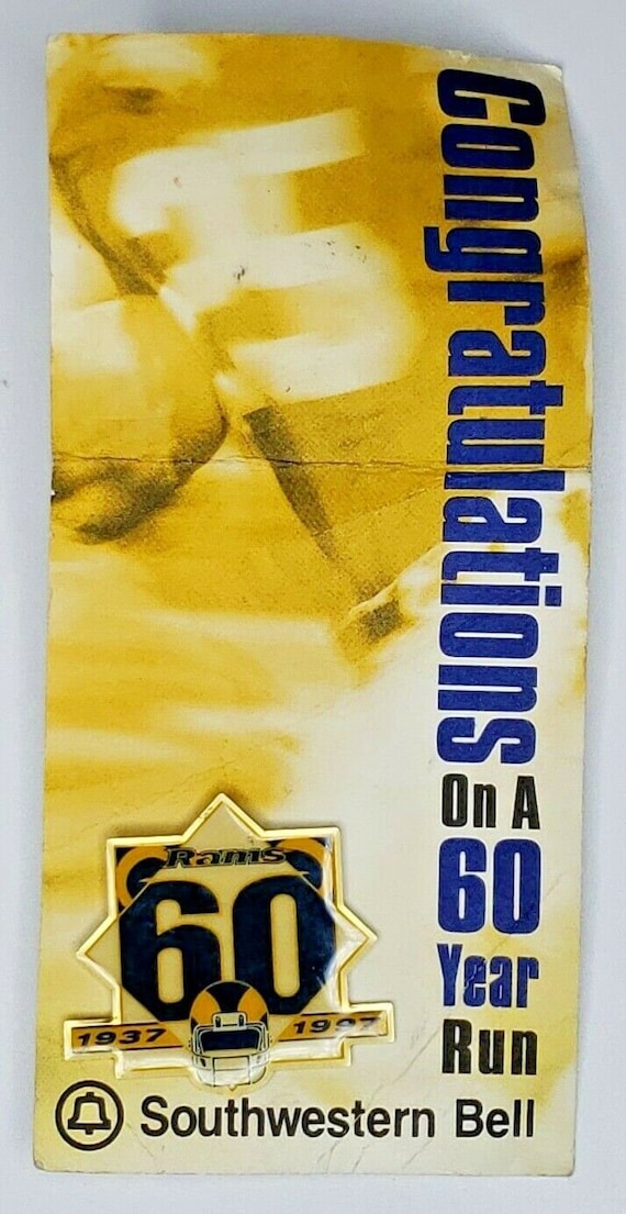 1997 nfl ram's 60th anniversary lapel pinback but… - image 1