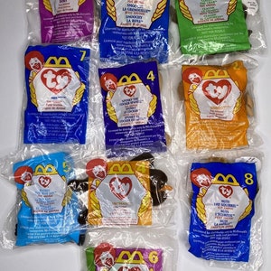 Vintage Ty McDonalds Happy Meal Beanie Babies Lot Of 10 Sealed Bags #10/BB20