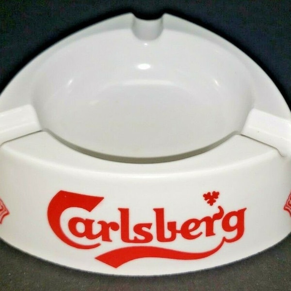 1980's carlsberg beer tavern 4.75" ashtray made in italy mebel melamine nos pb62