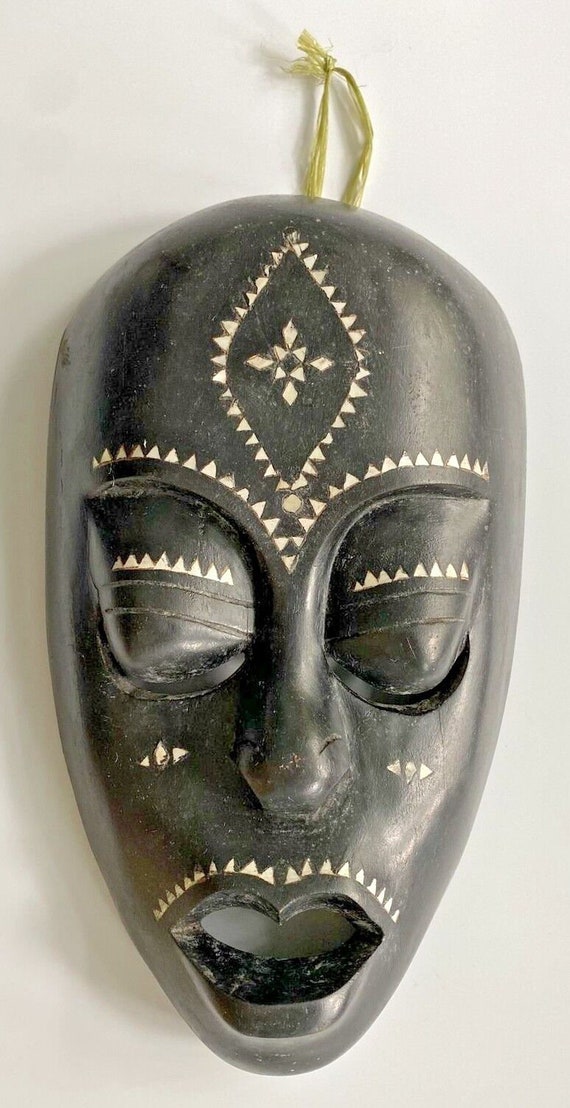 Vintage Wood Tribal Mask Hand Carved Wooden Decor 
