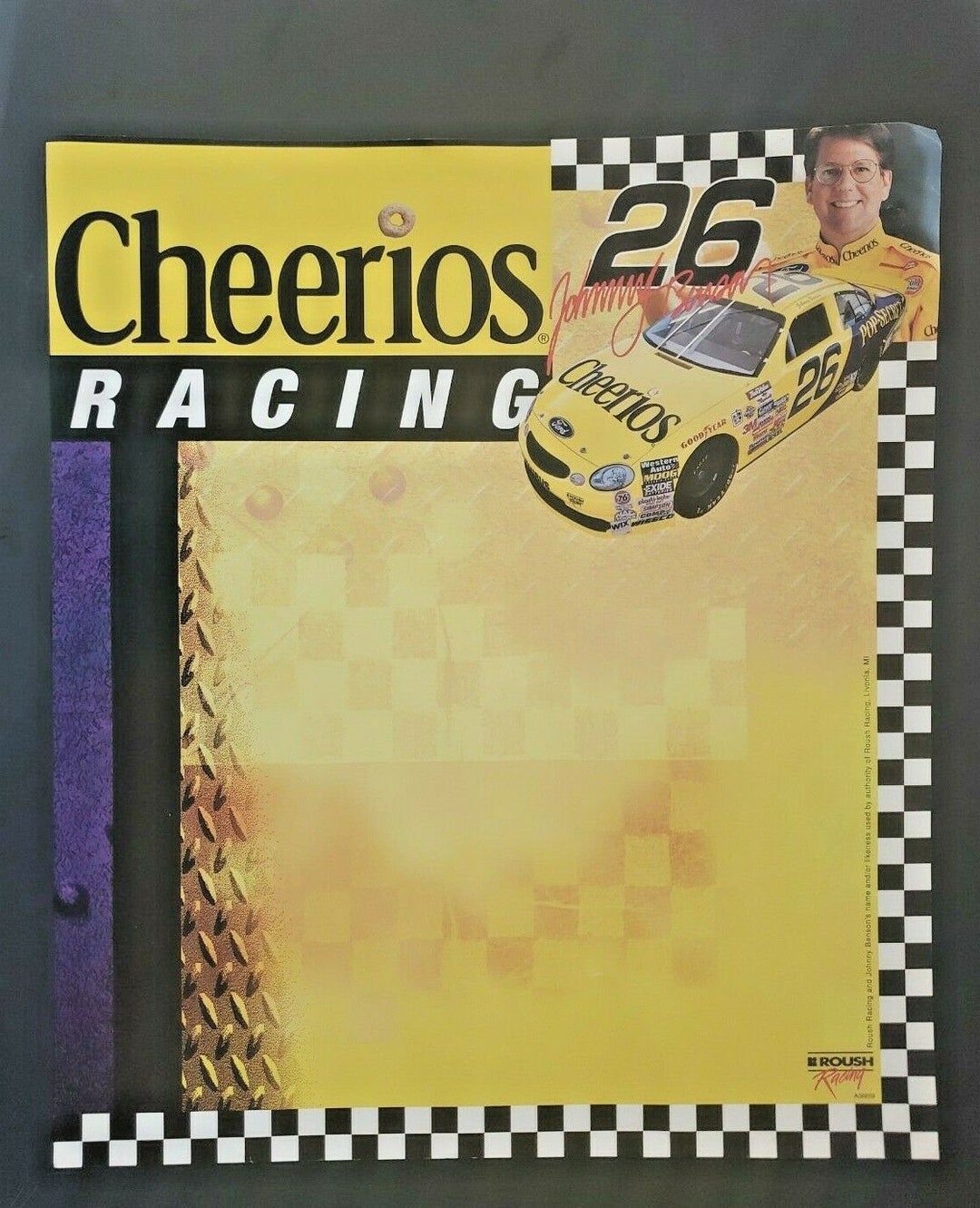 Cheerio Racing Original Cheerios / Roush Racing Store Display Sign Poster Jimmy Benson ...