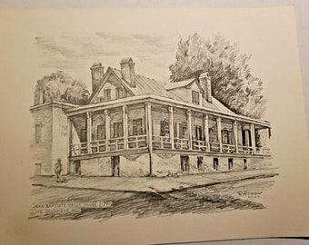 Vintage R. Misselhorn "Jean Baptiste Valley House, Ste. Genevieve, Mo. Unframed