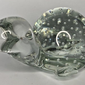 Vintage murano art glass turtle paperweight w/controlled bubbles hand blown