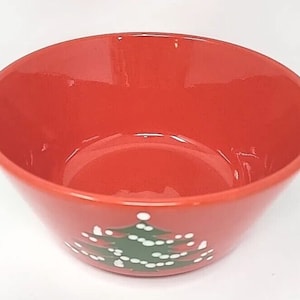 Waechtersbach 9&quot; Round Serving Bowl Red Christmas Tree Pattern W Germany U14