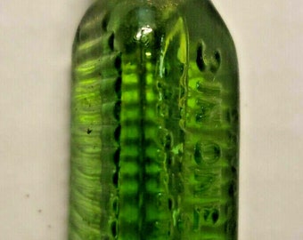 Vtg 3 in One Oil Green Glass 3 Sided Corked Unopened Mini Sample Bottle NOS