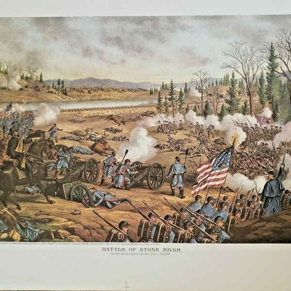 Vintage 1960 "Battle of Stone River" Kurtz & Allison Civil War Print NOS 79