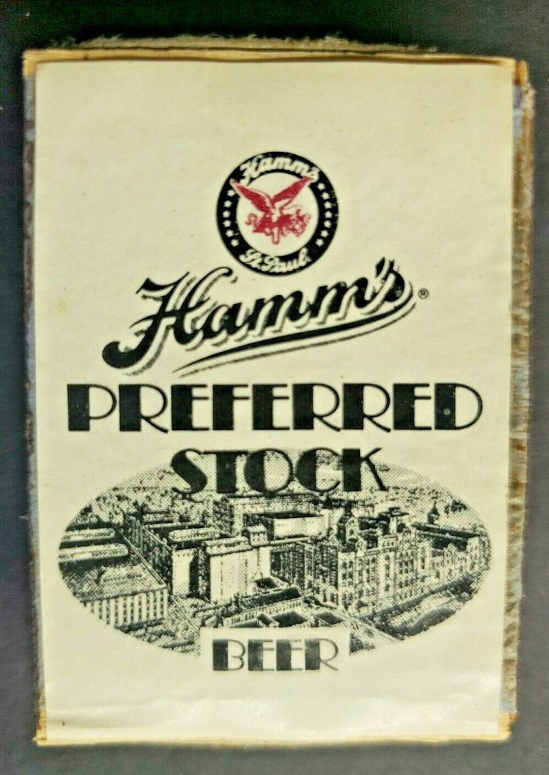 VINTAGE HAMM'S PREFERRED STOCK BEER MATCHBOX MATCHBOOK WOOD MATCHES OLD