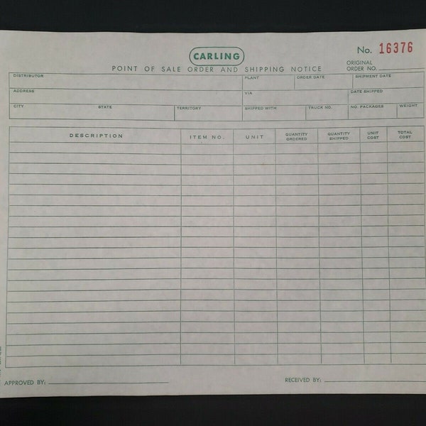 Carbon Copy Order Form Etsy