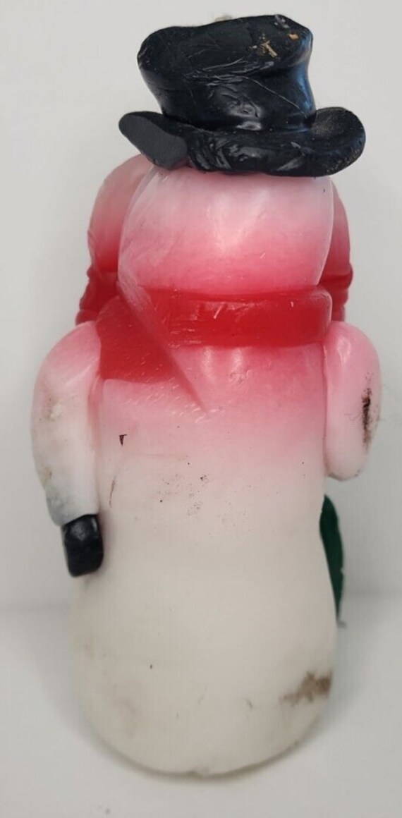 Vintage funny face snowman holiday winter candle … - image 3