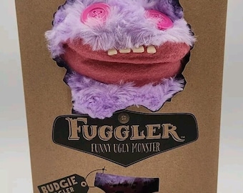 Vintage Retired Fuggler Plush Funny Ugly Monster Budgie Fuggler Ed. #34 Grin Grin Purple