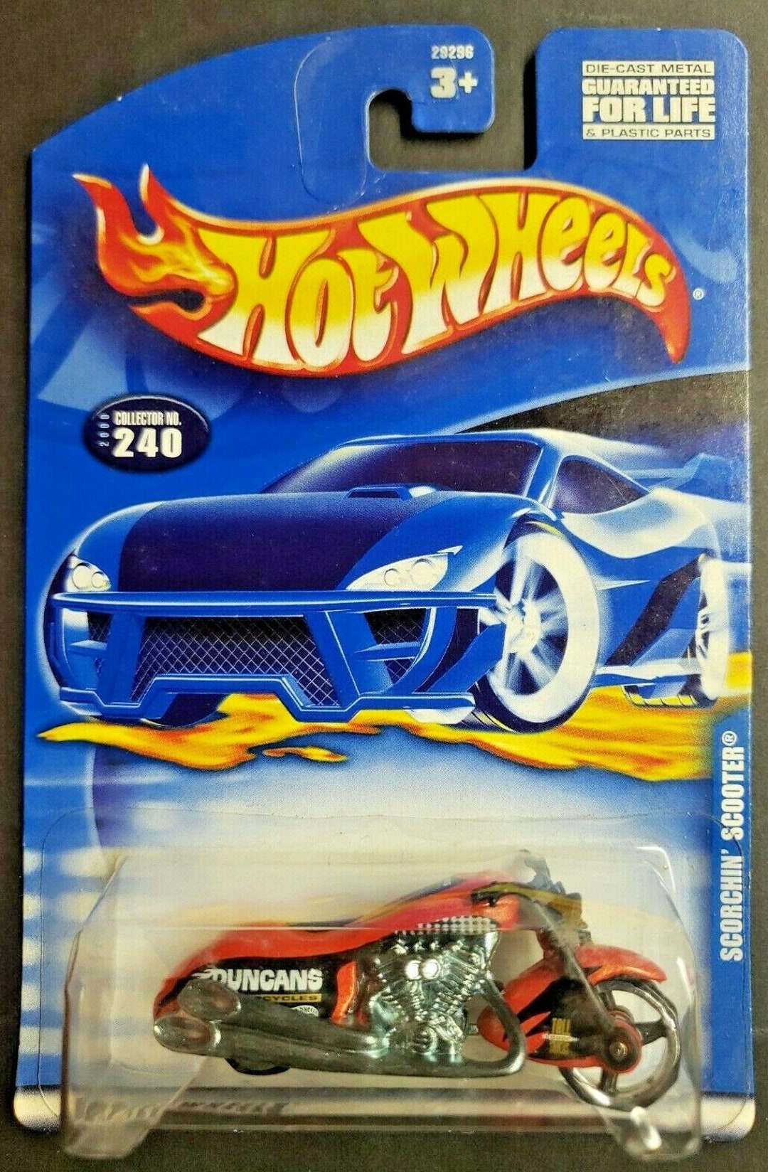 2000 Hot Wheels 240 Scorchin' Scooter Duncans Orange W/mc3 Spoke 2 Hw9