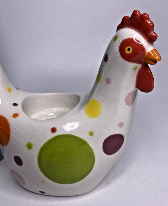Vintage Retired Partylite spring feeling polka dot hen candle holder rare retired nib P6E/p9243 View 3