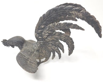 Vintage Mid Century Fighting Rooster Brass Heavy Metal Figurine U141 4