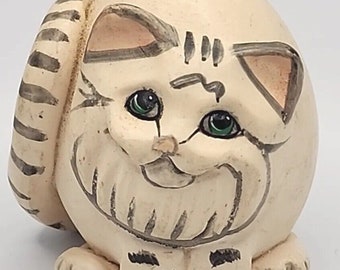 Vtg Allyson Nagel Porcelain Ceramic Kitty Cat Egg 1994 Figurine 3" Signed PB82