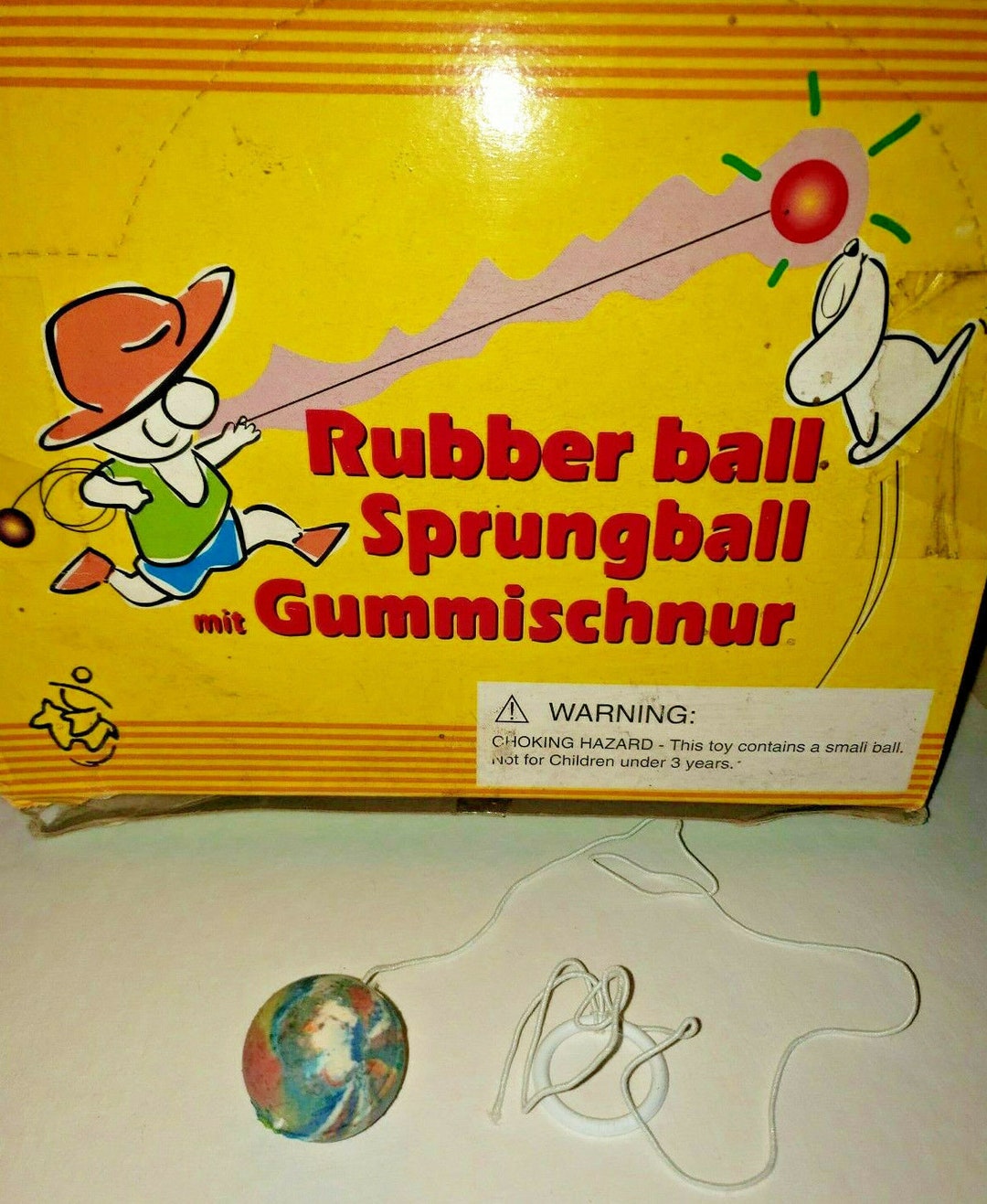 Vintage Lot of 2 Rubber Bouncy Ball Sprungball Gummishnur Ball on