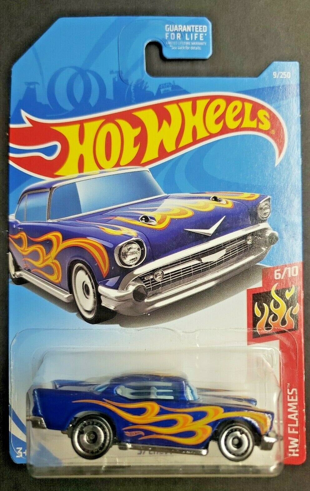 2019 HOT WHEELS '57 Chevy Bel Air Blue Col #9/250 HW FLAMES 6/10 1957 2019 HOT WHEELS '57 Chevy Bel Air Blue Col #9/250 HW FLAMES 6/10 1957