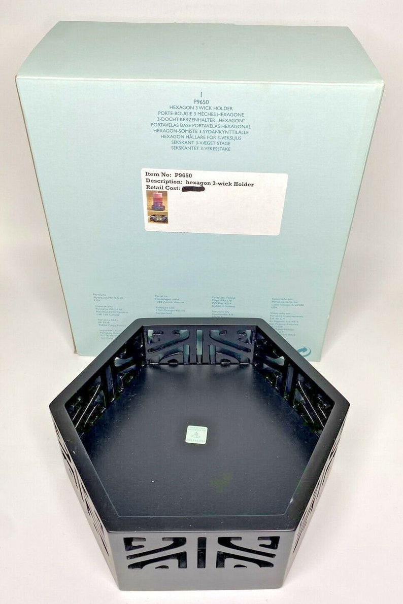 Partylite Hexagon 3 Wick Candle Holder Retired Rare Nib Etsy